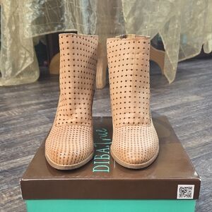 Diba True Perforated Tan Ankle Booties